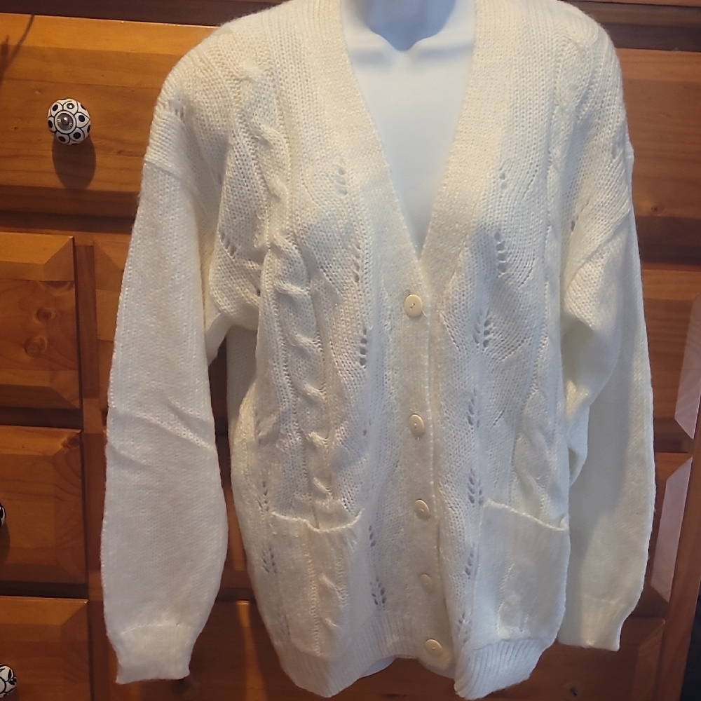 Belldini Ivory Cable Knit Cardigan